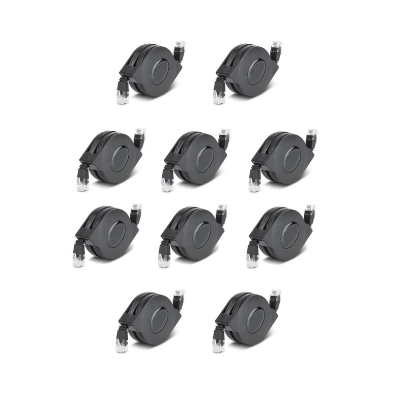 Zerone CAT 6 Ethernet Cable Ultra Flat, Adjustable Retractable CAT6 RJ45 LAN Network Cable Patch Shielded Flat Ethernet Cord(2M) (10 Pcs) - Image 1